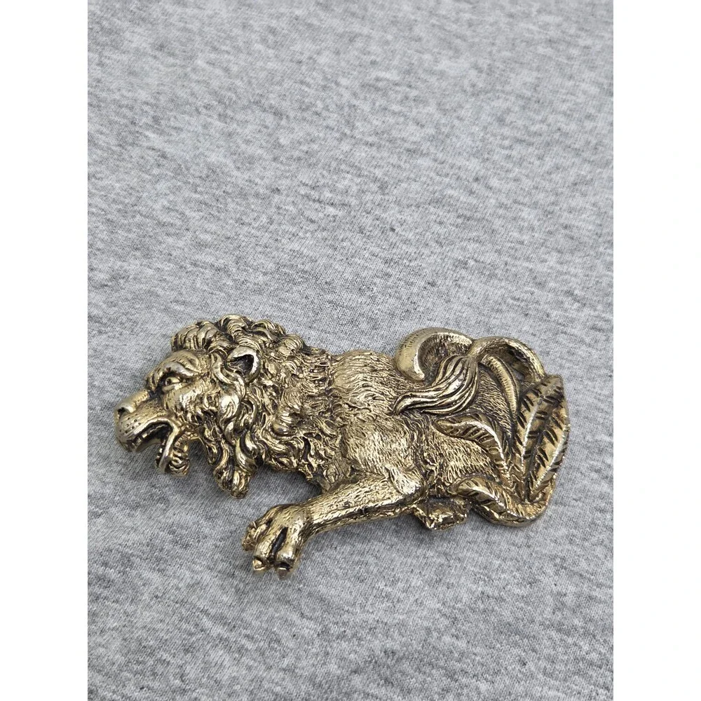 Artisan Handmade Lion Gold Heavy One of a Kind Belt Buckle